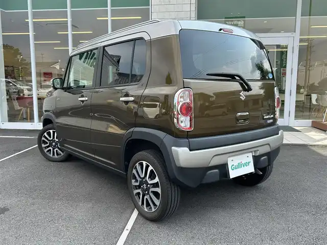 スズキ ハスラー Jスタイル Ⅲ 静岡県 2018(平30)年 3.4万km ブレイブカーキパール/スチールシルバー 純正ディーラーナビ（AM/FM/DVD/CD）/Bluetooth接続/フルセグTV/アラウンドビューモニター/デュアルカメラブレーキサポート/前席シートヒーター/ハーフレザーシート/ＥＴＣ/LＥＤフォグライト/レーンキープアシスト/横滑り防止装置/アイドリングストップ/純正フロアマット/純正アルミホイール15インチ/オートライト/プッシュスタート/スマートキー/スペアキー１本