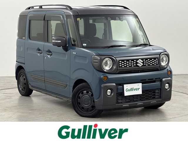 スズキ スペーシア ギア HYBRID XZターボ 福岡県 2020(令2)年 5.9万km デニムブルー ガンメタリック 2トーン 純正８型ナビ／フルセグＴＶ　/全方位カメラ　/ビルトインＥＴＣ　/前方ドラレコ　/レーダークルコン　/コーナーセンサー　/衝突軽減ブレーキ　/レーンキープ　/両側電動スライドドア　/シートヒーター　/ルーフレール　/ＬＥＤヘッドライト