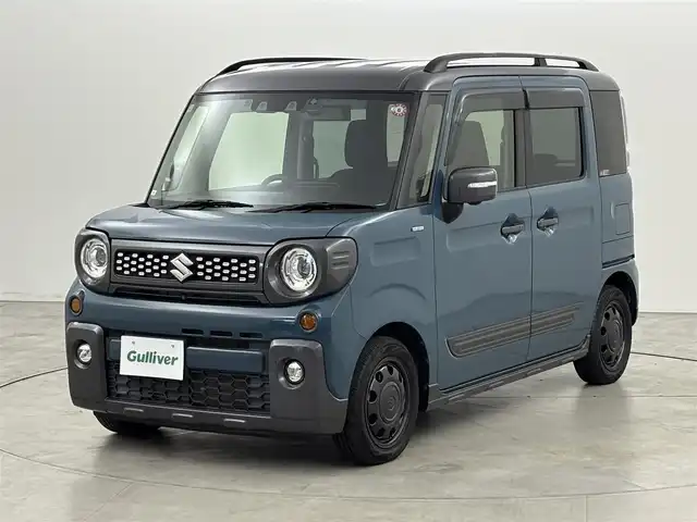 スズキ スペーシア ギア HYBRID XZターボ 福岡県 2020(令2)年 5.9万km デニムブルー ガンメタリック 2トーン 純正８型ナビ／フルセグＴＶ　/全方位カメラ　/ビルトインＥＴＣ　/前方ドラレコ　/レーダークルコン　/コーナーセンサー　/衝突軽減ブレーキ　/レーンキープ　/両側電動スライドドア　/シートヒーター　/ルーフレール　/ＬＥＤヘッドライト