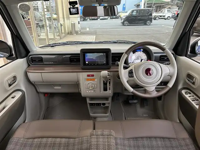 スズキ ラパン ＬＣ X 大阪府 2025(令7)年 0.2万km ノクターンブルーパールメタリック/ソフトベージュ 2トーン ワンオーナー/社外ナビ/（フルセグ／ＢＴ／ＣＤ／ＤＶＤ）/衝突軽減システム/コーナーセンサー/レーンキープアシスト/ハーフレザーシート/前席シートヒーター/ルーフキャリア/オートライト/LEDヘッドライト/ドライブレコーダー/純正ホイールキャップ/保証書/取り扱い説明書/スペアキー