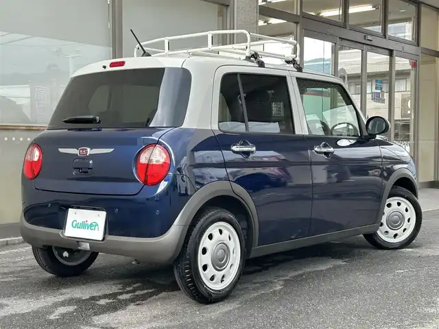 スズキ ラパン ＬＣ X 大阪府 2025(令7)年 0.2万km ノクターンブルーパールメタリック/ソフトベージュ 2トーン ワンオーナー/社外ナビ/（フルセグ／ＢＴ／ＣＤ／ＤＶＤ）/衝突軽減システム/コーナーセンサー/レーンキープアシスト/ハーフレザーシート/前席シートヒーター/ルーフキャリア/オートライト/LEDヘッドライト/ドライブレコーダー/純正ホイールキャップ/保証書/取り扱い説明書/スペアキー