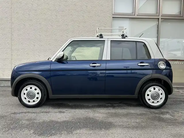 スズキ ラパン ＬＣ X 大阪府 2025(令7)年 0.2万km ノクターンブルーパールメタリック/ソフトベージュ 2トーン ワンオーナー/社外ナビ/（フルセグ／ＢＴ／ＣＤ／ＤＶＤ）/衝突軽減システム/コーナーセンサー/レーンキープアシスト/ハーフレザーシート/前席シートヒーター/ルーフキャリア/オートライト/LEDヘッドライト/ドライブレコーダー/純正ホイールキャップ/保証書/取り扱い説明書/スペアキー