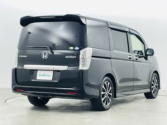 ホンダ ステップワゴン スパーダ Z クールスピリット 福島県 2013(平25)年 5万km プレミアムスパークルブラックパール 社外ナビ（MDV-737DT）/・フルセグTV/・BT.CD/DVD.USB.AM/FM/バックカメラ/両側パワースライドドア/ETC/革巻きステアリング/パドルシフト/純正AW/スマートキー/HIDヘッドライト/純正フロアマット/ドアバイザー/ウィンカーミラー/電動格納ミラー