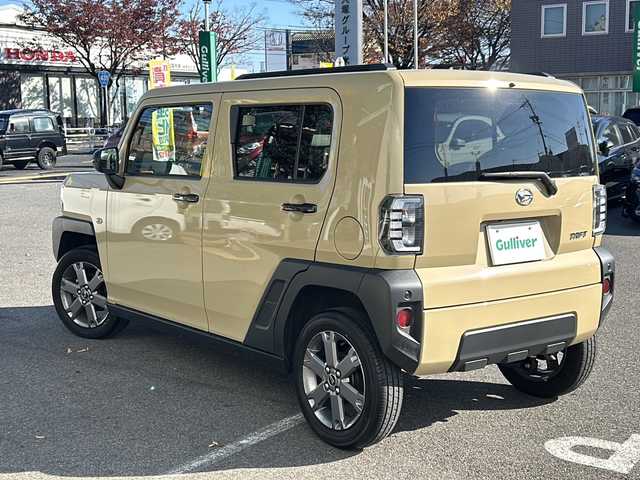 ダイハツ タフト G 鳥取県 2023(令5)年 1.2万km サンドベージュメタリック スマートアシスト/（全車標準装備、衝突回避支援ブレーキ機能など）/電動パーキングブレーキ/ステレオカメラ（新開発）/夜間歩行者検知機能/プッシュボタンスタート、キーフリーシステム/シートヒーター（運転席・助手席）/オートエアコン/電動格納ミラー/ガラスルーフ/LEDヘッドランプ/LEDフォグランプ/9インチスマホ連携ディスプレイオーディオ/ドラレコ/ETC