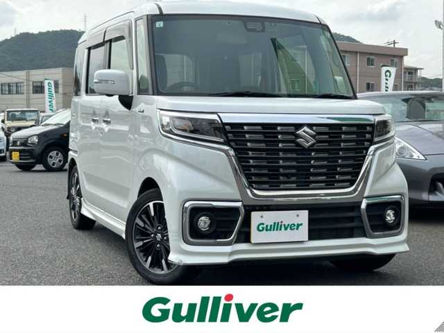 スズキ スペーシア カスタム HYBRID XS 広島県 2019(平31)年 6.2万km ピュアホワイトP 〇社外ナビ/〇フルセグTV/○Bluetooth/〇パワースライドドア（両側）/〇バックカメラ/〇ETC/〇ドライブレコーダー/〇セーフティサポート/〇デュアルセンサーブレーキサポート/○LEDヘッドライト/〇オートライト/〇リアサーキュレーター/〇オートエアコン/〇シートヒーター/〇キーレスプッシュスタート/〇禁煙車