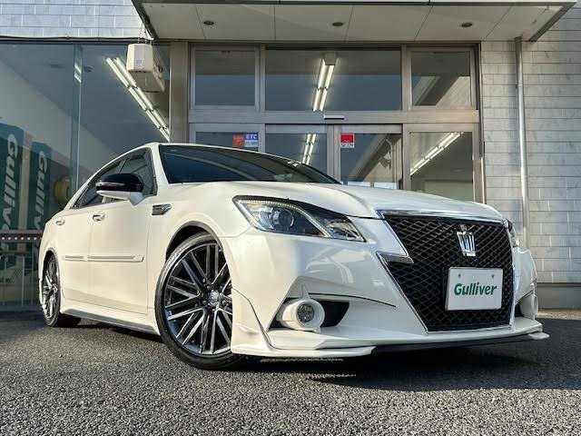 トヨタ クラウン アスリート S 埼玉県 2015(平27)年 8.2万km ホワイトパールクリスタルシャイン シートヒーター/エアシート/バックカメラ/デジタルインナーミラー/パワーシート/クルーズコントロール/Bluetooth/MT付AT/社外フルエアロ/純正アルミホイール/ドライブレコーダー/LEDヘッドライト/エスペリアダウンサス