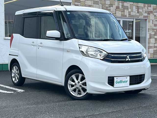 三菱 ｅＫスペース G 徳島県 2014(平26)年 4.9万km シルキーホワイト 社外7型ナビ　MM113D-WM/（ラジオ/フルセグ/CD/BT/USB）/バックカメラ/ETC/片側電動スライドドア/社外フロアマット/ドアバイザー/電動格納ミラー/後席サーキュレーター/スペアキー/スマートキー/アイドリングストップ/取扱説明書/新車時保証書