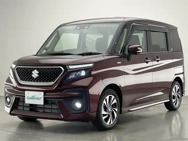 スズキ ソリオ バンディット HV MV 愛知県 2022(令4)年 1万km メロウディープレッドパール 純正９型ナビ　全方位カメラ　ＨＵＤ　両側パワスラ　禁煙　フルセグＴＶ　ＤＶＤ　追従クルコン　ＵＳＢ　シートヒーター　デュアルカメラブレーキサポート　ＥＴＣ　ＬＥＤオートライト　フォグ　リヤパーキングセンサー　純正マット　両側パワースライドドア　Bluetooth　衝突軽減　車線逸脱　スマートキー　プッシュスタート　リヤサーキュレーター
