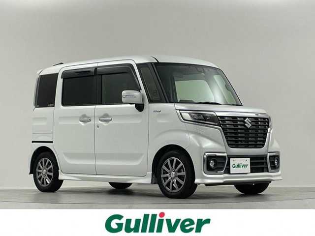 スズキ スペーシア カスタム HYBRID XS ターボ 埼玉県 2018(平30)年 5.6万km ピュアホワイトP 純正８インチナビ　全方位カメラ　両側パワースライドドア　ＬＥＤヘッドライト　ＬＥＤフォグ　シートヒーター　スマートキー　サーキュレーター　クルーズコントロール　コーナーセンサー　ドライブレコーダー/純正サマーAW車載