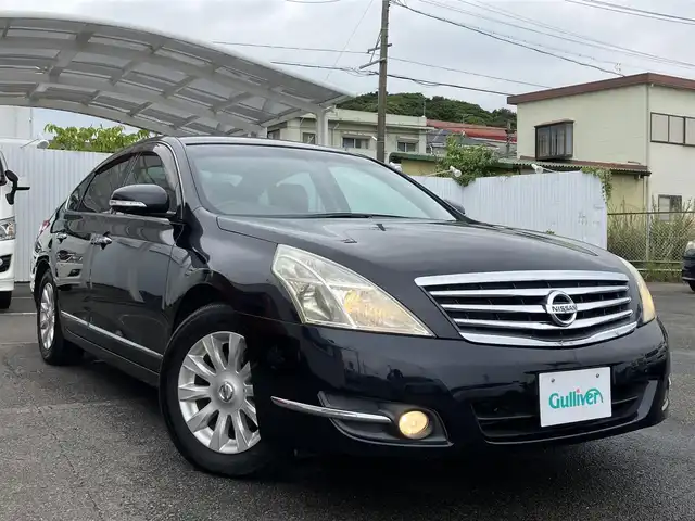 日産 ティアナ 250XL 三重県 2008(平20)年 6.4万km サファイアブラック ♪メーカーナビ/　・CD録音・Bluetooth・ラジオ/♪バックガイドカメラ/♪スマートキーx２/♪プッシュスタート/♪D/N席パワーシート/♪N席オットマン/♪革巻きステアリング/♪ステアリングスイッチ/♪ビルトインETC/♪オートライト/♪フォグライト/♪電動格納ミラー/♪ウィンカーミラー/♪フロアマット/♪ライトレベリング/♪ドアバイザー/♪プライバシーガラス/♪サイドエアバック