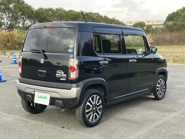 スズキ ハスラー Jスタイル Ⅱ ターボ 福岡県 2016(平28)年 7.4万km ブルーイッシュブラックパール3 4WD/ターボ/デュアルカメラブレーキサポート/誤発進抑制機能/車線逸脱警報/ふらつき警報/先行車発進お知らせ機能/ワンオーナー/純正メモリナビ/　フルセグTV/CD/DVD/Bluetooth/アラウンドビューモニター/ハーフレザーシート/前席シートヒーター/クルーズコントロール/パドルシフト/ステアリングスイッチ/アイドリングストップ/ウィンカーミラー/クルーズコントロール/ドアバイザー/純正ラバーマット/プッシュスタート/ETC/HIDヘッドライト/純正15インチアルミホイール/保証書/取扱説明書