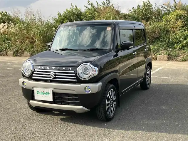 スズキ ハスラー Jスタイル Ⅱ ターボ 福岡県 2016(平28)年 7.4万km ブルーイッシュブラックパール3 4WD/ターボ/デュアルカメラブレーキサポート/誤発進抑制機能/車線逸脱警報/ふらつき警報/先行車発進お知らせ機能/ワンオーナー/純正メモリナビ/　フルセグTV/CD/DVD/Bluetooth/アラウンドビューモニター/ハーフレザーシート/前席シートヒーター/クルーズコントロール/パドルシフト/ステアリングスイッチ/アイドリングストップ/ウィンカーミラー/クルーズコントロール/ドアバイザー/純正ラバーマット/プッシュスタート/ETC/HIDヘッドライト/純正15インチアルミホイール/保証書/取扱説明書