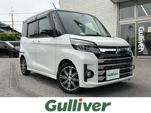三菱 ｅＫスペース カスタムT セーフティプラスED 愛知県 2018(平30)年 8.8万km アメジストブラック/シルキーホワイト SDナビ/フルセグ/BT/CD/DVD/全方位カメラ/両側パワスラ/スマートキー２/ETC/Aストップ/クルコン/衝突軽減/レーンキープ/オートハイビーム/コーナーセンサー/取説/保証書