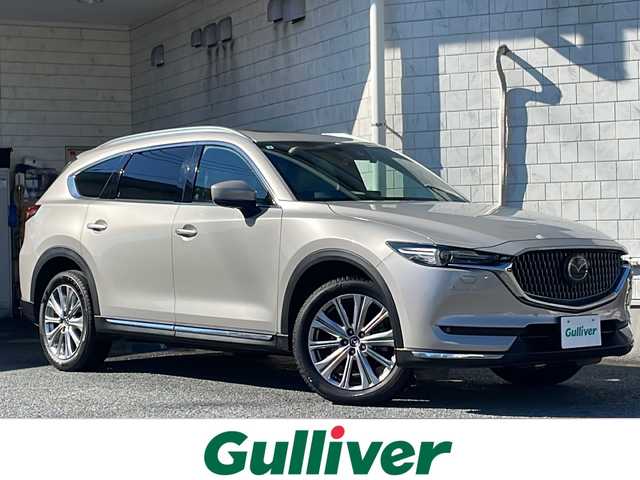 マツダ ＣＸ－８ 25T エクスクルーシブモード 神奈川県 2021(令3)年 6.2万km プラチナクォーツメタリック ワンオーナー/サンルーフ/マツダコネクトナビ(AM/FM/USB/SD/BT/フルセグTV)/アップルカープレイ/全方位カメラ/BOSEサウンド/衝突被害軽減ブレーキ/レーンキープアシスト/ブラインドスポットモニター/クリアランスソナー/レーダークルーズコントロール/白レザーシート/D/N席ベンチレーション/D/N席パワーシート(D席メモリー機能付)/全席シートヒーター/ステアリングヒーター/ETC/前後ドライブレコーダー/パワーバックドア/ルーフレール/オートライト/純正フロアマット/ISOFIX/保証書/取扱説明書