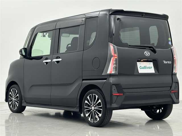 ダイハツ タント カスタム RS 熊本県 2019(令1)年 1.7万km ブラックマイカメタリック 禁煙車/社外ナビTV/（MDV-D3078BTW/CD/Bluetooth/ワンセグTV)/社外前方ドライブレコーダー/ETC/両側パワースライドドア/前後クリアランスソナー/衝突軽減ブレーキ/先行車発進お知らせ機能/車線逸脱警報/標識認識機能/アイドリングストップ/横滑り防止/ハーフレザーシート/純正フロアマット/純正１５インチAW/オートライト/LEDヘッドライト/フォグランプ/スマートキー/プッシュスタート