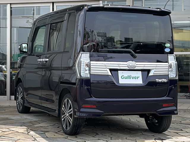 ダイハツ タント カスタム RS トップED SA Ⅲ 静岡県 2017(平29)年 5.3万km ナイトシャドーパープルクリスタルM ハーフレザーシート/社外ナビ/（Bluetooth／CD／DVD／USB／フルセグTV）/バックカメラ/前後ドライブレコーダー/ETC/両側パワースライドドア/運転席シートヒーター/後方コーナーセンサー/衝突被害軽減ブレーキ/LEDヘッドランプ/オートライト/オートマチックハイビーム/プッシュスタート/スマートキー