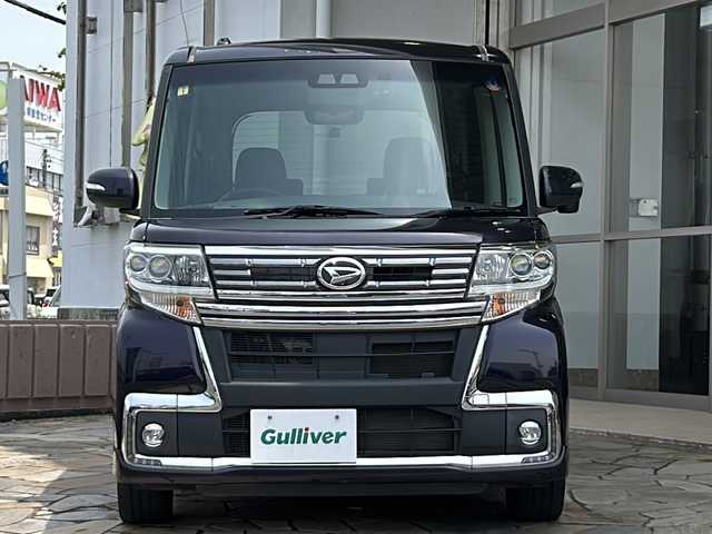 ダイハツ タント カスタム RS トップED SA Ⅲ 静岡県 2017(平29)年 5.3万km ナイトシャドーパープルクリスタルM ハーフレザーシート/社外ナビ/（Bluetooth／CD／DVD／USB／フルセグTV）/バックカメラ/前後ドライブレコーダー/ETC/両側パワースライドドア/運転席シートヒーター/後方コーナーセンサー/衝突被害軽減ブレーキ/LEDヘッドランプ/オートライト/オートマチックハイビーム/プッシュスタート/スマートキー