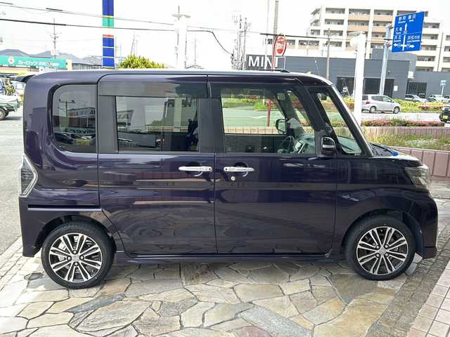 ダイハツ タント カスタム RS トップED SA Ⅲ 静岡県 2017(平29)年 5.3万km ナイトシャドーパープルクリスタルM ハーフレザーシート/社外ナビ/（Bluetooth／CD／DVD／USB／フルセグTV）/バックカメラ/前後ドライブレコーダー/ETC/両側パワースライドドア/運転席シートヒーター/後方コーナーセンサー/衝突被害軽減ブレーキ/LEDヘッドランプ/オートライト/オートマチックハイビーム/プッシュスタート/スマートキー