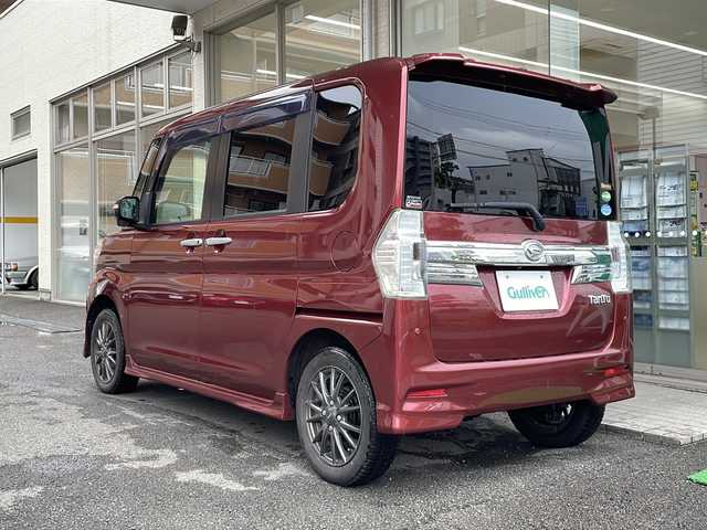 ダイハツ タント カスタム RS トップED SAⅡ 高知県 2015(平27)年 8.1万km ファイアークォーツレッドM Clarion製ナビNX515/(Bluetooth/CD/DVD/AUX/ワンセグ)/バックカメラ/ETC/前方ドライブレコーダー/両側パワースライドドア/社外14インチアルミホイール/ハーフレザーシート/プッシュスタート/スマートキー/オートライト/ハロゲンヘッドライト/フォグランプ/オートリトラクタブルミラー/アイドリングストップ/ベンチシート/横滑り防止装置/衝突被害軽減ブレーキ