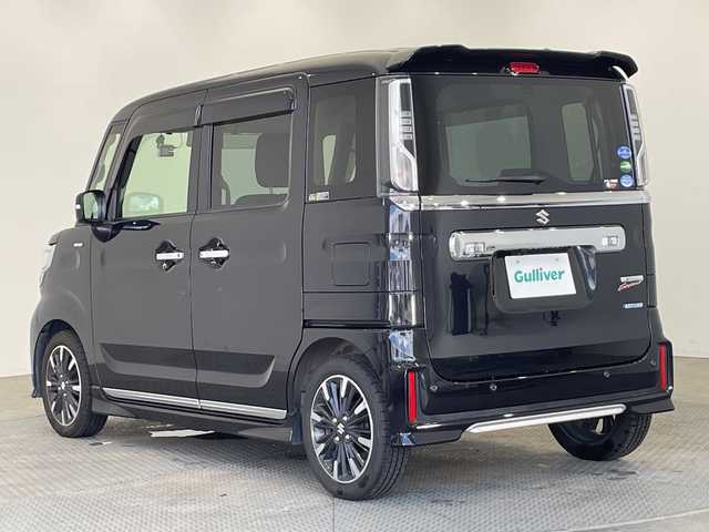 スズキ スペーシア カスタム HYBRID XS ターボ 栃木県 2018(平30)年 6.7万km ブルーイッシュブラックパール3 純正ナビ/（CD/DVD/フルセグTV/Bluetooth/SD/USB）/バックカメラ/デュアルセンサーブレーキサポート/ETC/前後ドラレコ/両側パワースライドドア/シートヒーター/サーキュレーター/禁煙車/オートライト/LEDヘッドライト/パドルシフト/横滑り防止装置/スマートキー/プッシュスタート/アイドリングストップ/ステアリングスイッチ/電動格納ミラー/純正アルミホイール/純正フロアマット