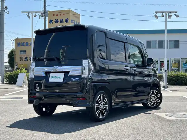 ダイハツ タント カスタム RS トップED SA Ⅲ 愛媛県 2017(平29)年 4.3万km ブラックマイカメタリック 登録時走行距離：42733Km/ディーラーOP社外メモリナビ/AM/FM/フルセグTV/Bluetooth/CD/DVD/Bカメラ/アイドリングストップ/社外ETC/スマートキー/ベンチシート/両側パワスラ/横滑り防止装置/盗難防止装置/衝突軽減システム/LEDヘッドライト/オートライト/オートハイビーム/フォグランプ/エンジンスタートボタン/スマートキー/純正アルミホイール/純正フロアマット/スペアキー1本/サンシェード
