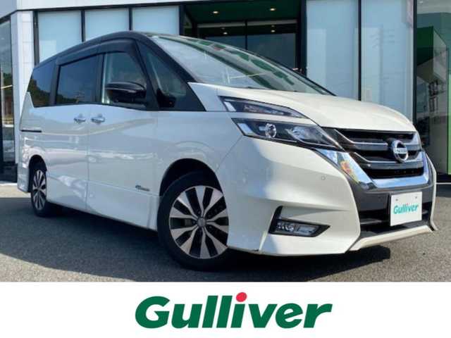 日産 セレナ ハイウェイスター G 兵庫県 2016(平28)年 12.6万km ブリリアントホワイトパール 2トーン 純正ナビ（AM/FM/BT/AUX)/・フルセグTV/アラウンドビューモニター/アイドリングストップ/追従付きクルーズコントロール/フリップダウンモニター/サンシェード/デジタルインナーミラー/パーキングアシスト/横滑り防止/衝突軽減システム/ビルトインETC/ウィークスルー/純正マット