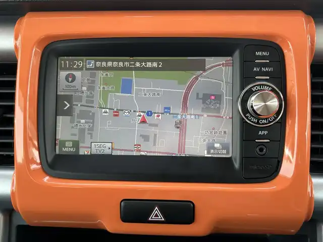スズキ ハスラー G ターボ 奈良県 2014(平26)年 6.2万km パッションオレンジマイカ/スペリアホワイト ワンオーナー/純正ナビ/(HDMI/FM/AM)/ワンセグTV/ビルトインETC/PCS/運転席シートヒーター/アイドリングストップ/前方ドライブレコーダー/純正ドアバイザー