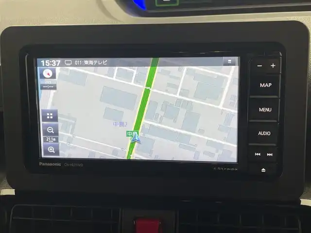 ダイハツ タント カスタム RS 愛知県 2022(令4)年 1.7万km ブラックマイカメタリック 社外７型ナビ　フルセグＴＶ　Ｂｌｕｅｔｏｏｔｈ　ＥＴＣ　バックカメラ　両側パワースライドドア　ＬＥＤヘッドライト　スマートキー　シートヒーター　スマートアシストIII　衝突軽減　コーナーセンサー　禁煙車