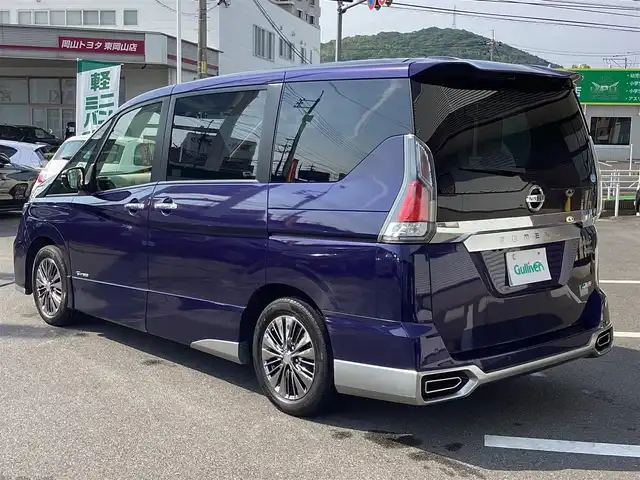 日産 セレナ ライダー プロパイロット E 岡山県 2016(平28)年 9.3万km アズライトブルー 純正ナビ/フリップダウンモニター/フルセグ/BT/バックカメラ/ETC/レザーシート/Ｄ/Ｎシートヒーター/両側パワースライドドア/純正16ＡＷ/LEDヘッドライト/オートライト/コーナーセンサー/アダプティブクルーズコントロール/プロパイロット/衝突軽減ブレーキ/レーンキープアシスト/オートホールド/スマートキー/プッシュスタート