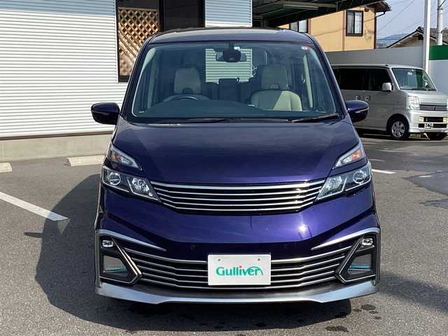 日産 セレナ ライダー プロパイロット E 岡山県 2016(平28)年 9.3万km アズライトブルー 純正ナビ/フリップダウンモニター/フルセグ/BT/バックカメラ/ETC/レザーシート/Ｄ/Ｎシートヒーター/両側パワースライドドア/純正16ＡＷ/LEDヘッドライト/オートライト/コーナーセンサー/アダプティブクルーズコントロール/プロパイロット/衝突軽減ブレーキ/レーンキープアシスト/オートホールド/スマートキー/プッシュスタート