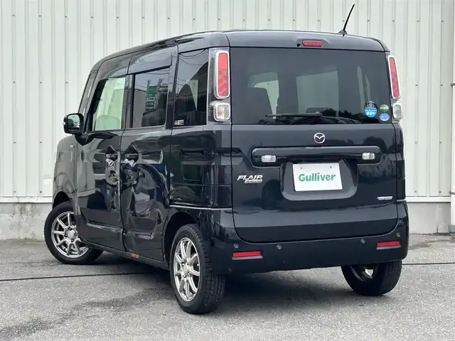 マツダ フレアワゴン ハイブリッド XS 山形県 2018(平30)年 13.9万km ブルーイッシュブラックパール3 衝突被害軽減システム/SDナビ/　　【CD　ワンセグ】/バックカメラ/電動パワースライドドア/LEDオートライト/シートヒーター/14インチアルミホイール/ドライブレコーダー/パーキングアシスト/レーンキープアシスト/純正フロアマット/スマートキー/ETC