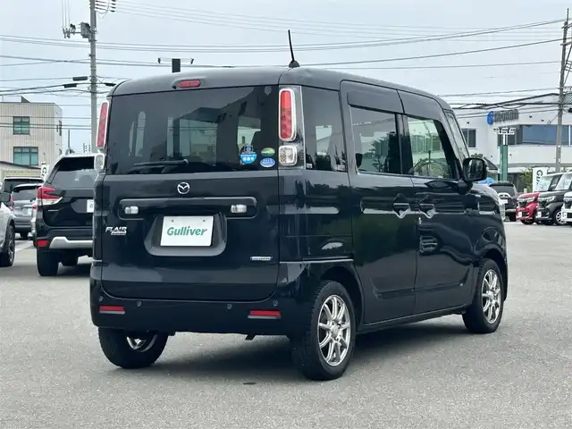 マツダ フレアワゴン ハイブリッド XS 山形県 2018(平30)年 13.9万km ブルーイッシュブラックパール3 衝突被害軽減システム/SDナビ/　　【CD　ワンセグ】/バックカメラ/電動パワースライドドア/LEDオートライト/シートヒーター/14インチアルミホイール/ドライブレコーダー/パーキングアシスト/レーンキープアシスト/純正フロアマット/スマートキー/ETC