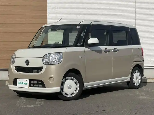 ダイハツ ムーヴ キャンバス X SA Ⅲ 秋田県 2018(平30)年 6.3万km パールホワイトⅢ/ナチュラルベージュマイカメタリック 2トーン ４WD/スマートアシストIII/純正オーディオ（AM/FM/CD)/誤発進抑制機能/LEDヘッドライト/スマートキー/アイドリングストップ/プッシュスタート/レーンキープアシスト/オートマチックハイビーム/ステアリングスイッチ/純正フロアマット/純正ドアバイザー/オートライト/オートエアコン/パワーステアリング/パワーウィンドウ/電動格納ウィンカーミラー/ヘッドライトレベライザー/横滑り防止/盗難防止装置/寒冷地仕様/保証書/取扱説明書/記録簿/スペアキー×１