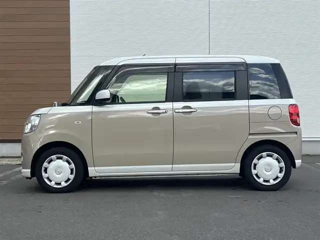 ダイハツ ムーヴ キャンバス X SA Ⅲ 秋田県 2018(平30)年 6.3万km パールホワイトⅢ/ナチュラルベージュマイカメタリック 2トーン ４WD/スマートアシストIII/純正オーディオ（AM/FM/CD)/誤発進抑制機能/LEDヘッドライト/スマートキー/アイドリングストップ/プッシュスタート/レーンキープアシスト/オートマチックハイビーム/ステアリングスイッチ/純正フロアマット/純正ドアバイザー/オートライト/オートエアコン/パワーステアリング/パワーウィンドウ/電動格納ウィンカーミラー/ヘッドライトレベライザー/横滑り防止/盗難防止装置/寒冷地仕様/保証書/取扱説明書/記録簿/スペアキー×１