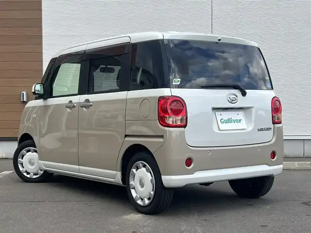 ダイハツ ムーヴ キャンバス X SA Ⅲ 秋田県 2018(平30)年 6.3万km パールホワイトⅢ/ナチュラルベージュマイカメタリック 2トーン ４WD/スマートアシストIII/純正オーディオ（AM/FM/CD)/誤発進抑制機能/LEDヘッドライト/スマートキー/アイドリングストップ/プッシュスタート/レーンキープアシスト/オートマチックハイビーム/ステアリングスイッチ/純正フロアマット/純正ドアバイザー/オートライト/オートエアコン/パワーステアリング/パワーウィンドウ/電動格納ウィンカーミラー/ヘッドライトレベライザー/横滑り防止/盗難防止装置/寒冷地仕様/保証書/取扱説明書/記録簿/スペアキー×１