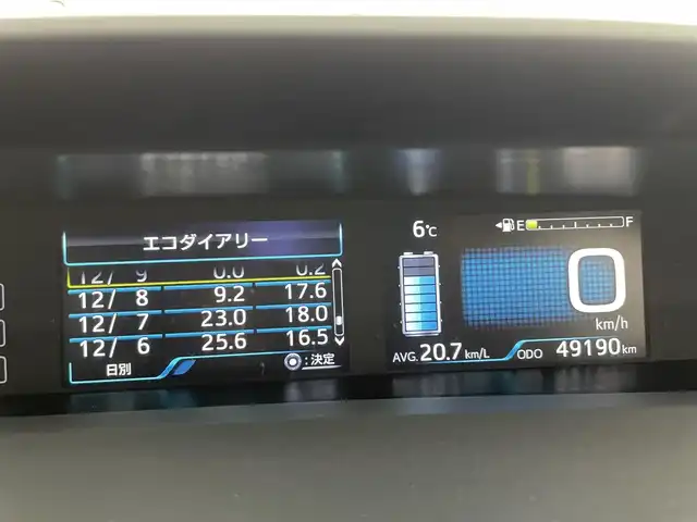 トヨタ プリウス S 富山県 2019(令1)年 5万km スーパーホワイトⅡ ４WD/社外ナビ8インチ【AVIC-CQ911】/（BT/TV/CD/DVD/AM/FM）/フルセグTV/バックカメラ/衝突軽減ブレーキ/アダプティブクルーズコントロール/レーンキープアシスト/コーナーセンサー/オートマチックハイビーム/ETC/スマートキー×２/プッシュスタート/純正フロアマット/ドアバイザー/LEDヘッドライト