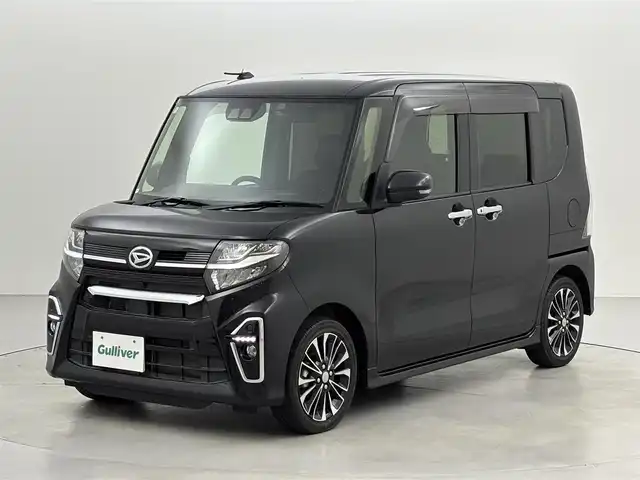 ダイハツ タント カスタム RS 福岡県 2021(令3)年 2.1万km ブラックマイカメタリック ワンオーナー　/純正ナビ／フルセグＴＶ　/ビルトインＥＴＣ　/３６０°ドラレコ　/レーダークルコン　/コーナーセンサー　/衝突被害軽減ブレーキ　/両側電動スライドドア　/シートヒーター　/ハーフレザーシート　/純正１５インチＡＷ　/ＬＥＤヘッドライト