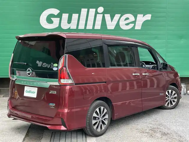 日産 セレナ ハイウェイスター プロパイロットED 東京都 2017(平29)年 5.2万km マルーンレッド 快適パック/・前席シートバックポケット/・3列目パーソナルテーブル/・2/3列目USB電源ソケット/・2列目超ロングスライド/横スライドシート/・3列目シートスライド機構/ナビ取り付けパッケージ/・ステアリングスイッチ/純正メモリナビ/(MM316D-W)/(CD/DVD/BT/フルセグTV/USB/SD/AUX/ipod)/ハイウェイスタープロパイロットエディション/・プロパイロット/・クルーズコントロール/・車線逸脱防止システム/コーナーセンサー/両側パワースライドドア/イージークローザー/ドライブレコーダー(CSD-600FHR)/電動パーキングブレーキ/オートブレーキホールド/オートライト/アイドリングストップ/純正フロアマット/SRSエアバッグ(運転席＋助手席＋サイドカーテン)/インテリジェントキー/プッシュスタート/取扱説明書/保証書/スペアキー