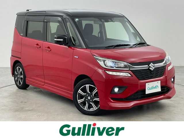 スズキ ソリオ バンディット HV MV 福岡県 2020(令2)年 6万km ファーベントレッド/スーパーブラックパール 純正８型ナビ（ＢＴ，フルセグＴＶ）　/全方位カメラ　/前方ドライブレコーダー　/ＡＣＣ　/コーナーセンサー　/衝突被害軽減ブレーキ　/レーンキープ　/パドルシフト　/両側電動スライドドア　/シートヒーター　/ＬＥＤライト