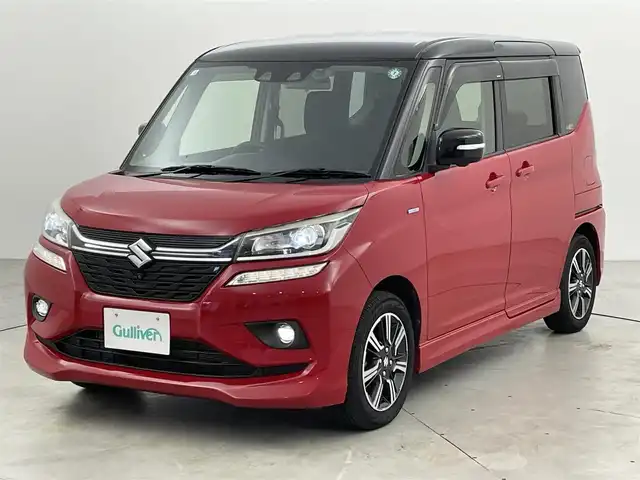 スズキ ソリオ バンディット HV MV 福岡県 2020(令2)年 6万km ファーベントレッド/スーパーブラックパール 純正８型ナビ（ＢＴ，フルセグＴＶ）　/全方位カメラ　/前方ドライブレコーダー　/ＡＣＣ　/コーナーセンサー　/衝突被害軽減ブレーキ　/レーンキープ　/パドルシフト　/両側電動スライドドア　/シートヒーター　/ＬＥＤライト