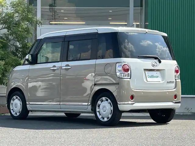 ダイハツ ムーヴ キャンバス G メイクアップ リミテッド　SAⅢ 岡山県 2021(令3)年 3.5万km パールホワイトⅢ/ナチュラルベージュマイカメタリック 2トーン 社外メモリナビ　MDV-D708BTW/フルセグTV、CD、DVD、Bluetooth、AM、FM/バックカメラ/両側パワースライドドア/全方位カメラ/LEDヘッドライト/スマートキー/プッシュスタート/スマートアシスト3/・衝突回避支援ブレーキ/・誤発進抑制機能/・オートハイビーム/・車線はみだし警報/・先行車発進お知らせ機能