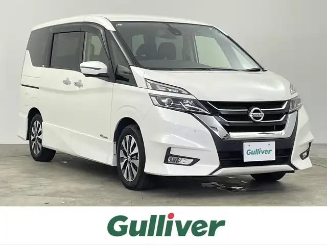 日産 セレナ ハイウェイスター Vセレクション 千葉県 2017(平29)年 4万km ブリリアントホワイトパール 禁煙車/エマージェンシーブレーキ/プロパイロット/レーンキープアシスト/コーナーセンサー/社外メモリナビ/　CD/DVD/BT/フルセグTV/両側パワースライドドア/アラウンドビューモニター/電子パーキング/デジタルインナーミラー/オートホールドブレーキ/スマートキー&プッシュスタート/純正フロアマット/電動格納ミラー/LEDヘッドライト/フォグライト/純正16インチアルミホイール