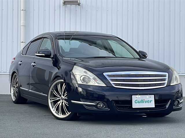 日産 ティアナ 250XV 三重県 2009(平21)年 8.1万km サファイアブラック 純正ナビ/バックカメラ/ETC/スペアスマートキー/ミラータイプレーダー探知機/パワーシート/オットマン/メモリーシート/ウッドコンピステア/ステアスイッチ/オートライト/電格ウィンカーミラー/禁煙車