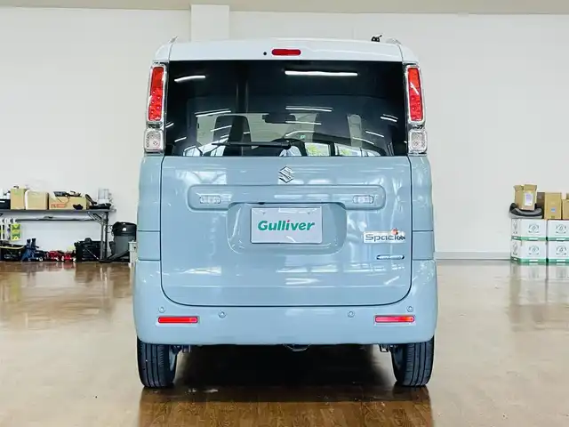 スズキ スペーシア HYBRID X 道央・札幌 2018(平30)年 5.1万km オフブルーメタリック/ホワイト2トーン 4WD/ワンオーナー/社外SDナビ/・フルセグTV/CD/DVD/BT/SD/バックカメラ/純正エンジンスターター/両側パワースライドドア /前席シートヒーター/スズキセーフティサポート/・デュアルセンサーブレーキサポート/・前後誤発進抑制機能/・車線逸脱警報機能/・先行車発進お知らせ機能/・標識認識機能/横滑り防止装置/前後コーナーセンサー/アイドリングストップ/純正フロアマット/純正ドアバイザー/ルーフレール/ウインカーミラー/オートライト/LEDヘッドライト/純正14インチAW/積込社外AW付き冬タイヤ/・155/65R14 ’18製 5mm/新車時保証書/取扱説明書/ナビ取扱説明書