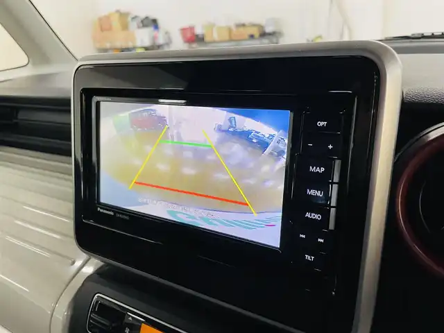 スズキ スペーシア HYBRID X 道央・札幌 2018(平30)年 5.1万km オフブルーメタリック/ホワイト2トーン 4WD/ワンオーナー/社外SDナビ/・フルセグTV/CD/DVD/BT/SD/バックカメラ/純正エンジンスターター/両側パワースライドドア /前席シートヒーター/スズキセーフティサポート/・デュアルセンサーブレーキサポート/・前後誤発進抑制機能/・車線逸脱警報機能/・先行車発進お知らせ機能/・標識認識機能/横滑り防止装置/前後コーナーセンサー/アイドリングストップ/純正フロアマット/純正ドアバイザー/ルーフレール/ウインカーミラー/オートライト/LEDヘッドライト/純正14インチAW/積込社外AW付き冬タイヤ/・155/65R14 ’18製 5mm/新車時保証書/取扱説明書/ナビ取扱説明書