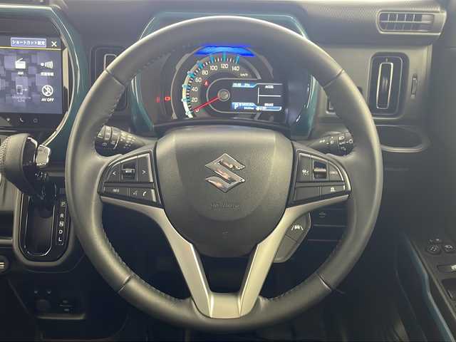 スズキ ハスラー HYBRID X 岐阜県 2023(令5)年 0.6万km デニムブルー ガンメタリック 2トーン スズキセーフティサポート/・衝突軽減ブレーキ/・デュアルカメラブレーキサポート/・レーンキープアシスト/・コーナーセンサー/・先行車発信お知らせ機能/・標識認識機能/・ふらつき警報/・ハイビームアシスト/純正9インチナビ/　(AM/FM/CD/DVD/Bluetooth/フルセグTV)/全方位モニター/LEDヘッドライト/シートヒーター/ドライブレコーダー/オートライト/純正アルミホイール/純正フロアマット/保証書、取説/スペアキー