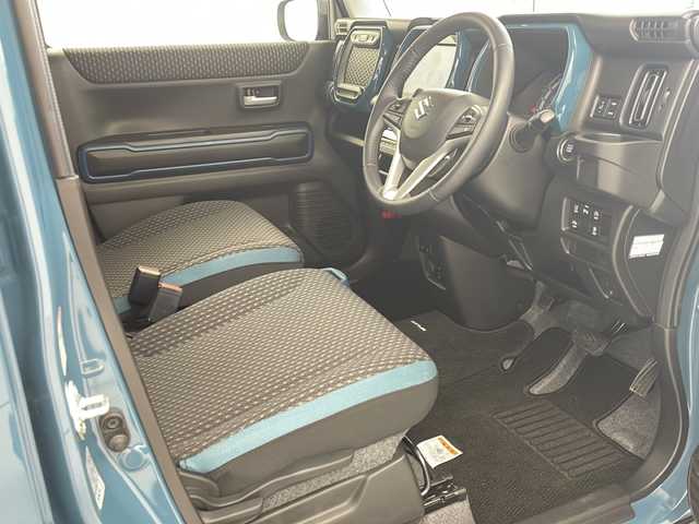 スズキ ハスラー HYBRID X 岐阜県 2023(令5)年 0.6万km デニムブルー ガンメタリック 2トーン スズキセーフティサポート/・衝突軽減ブレーキ/・デュアルカメラブレーキサポート/・レーンキープアシスト/・コーナーセンサー/・先行車発信お知らせ機能/・標識認識機能/・ふらつき警報/・ハイビームアシスト/純正9インチナビ/　(AM/FM/CD/DVD/Bluetooth/フルセグTV)/全方位モニター/LEDヘッドライト/シートヒーター/ドライブレコーダー/オートライト/純正アルミホイール/純正フロアマット/保証書、取説/スペアキー