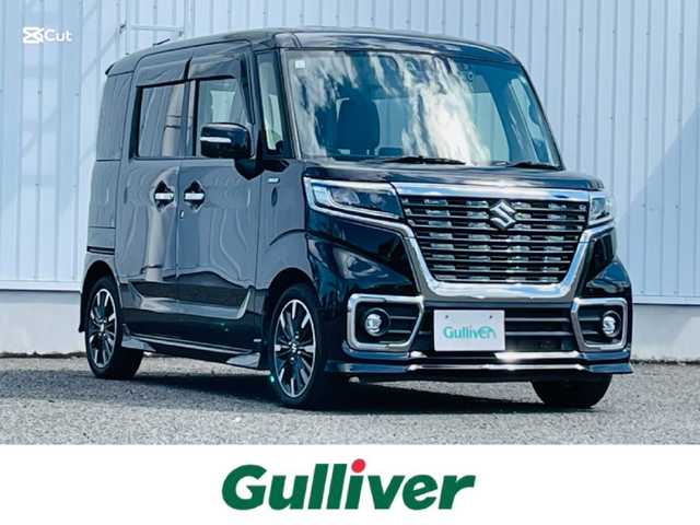 スズキ スペーシア カスタム HYBRID XS 熊本県 2021(令3)年 6.3万km ブルーイッシュブラックパール3 社外ディスプレイオーディオ/Bluetooth/DVD再生機能/スマートキー/（スペアキー1本）/クルーズコントロール/ETC/シートヒーター（運転席）/両側パワースライドドア/横滑り防止装置/レーンキープアシスト/オートライト/LEDヘッドライト /フォグランプ/後部コーナーセンサー/衝突被害軽減システム/車線逸脱防止装置/ステアリングスイッチ/電動格納ミラー