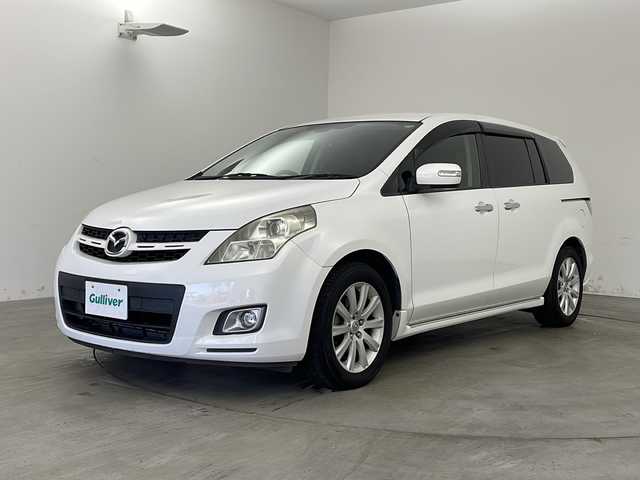 マツダ ＭＰＶ 23C Sporty Pack 兵庫県 2007(平19)年 7.7万km クリスタルホワイトパールマイカ ・社外ナビ/・TV/HDD/DVD/AM/FM/・両側パワースライドドア/・ウォークスルー/・純正フロアマット/・電動格納ミラー/・リアオートエアコン/・純正17インチアルミホイール/・HIDヘッドライト/・オートライト/・ETC/・スマートキー//・ナビボタン不良/・ナビ開閉不良