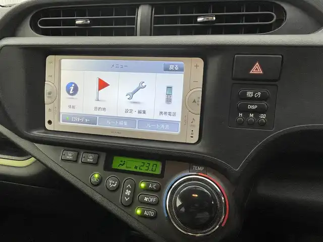 トヨタ アクア S 愛知県 2012(平24)年 4.8万km イエロー 純正メモリナビ〈NSCP-W62〉/・CD／Bluetooth／地デジTV/オートエアコン/前後ドライブレコーダー〈Y5〉/ETC/電動格納ミラー/純正フロアマット/リモコンキー